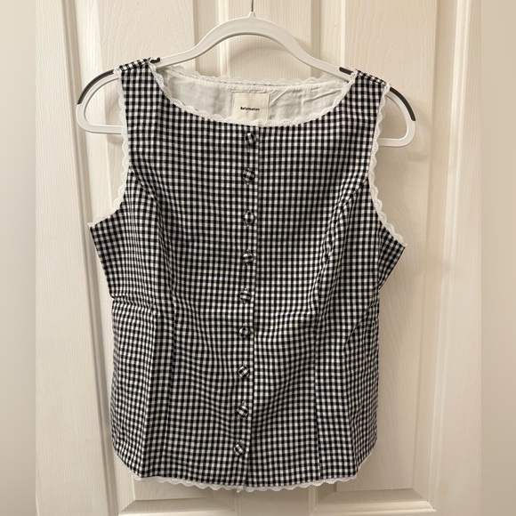 Reformation Amela Linen Top Remy Check - Picture 5 of 12